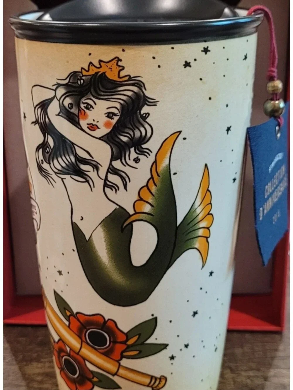 2015 Starbucks Dot Collection Siren Mermaid Sailor Tattoo Ceramic Travel NIB